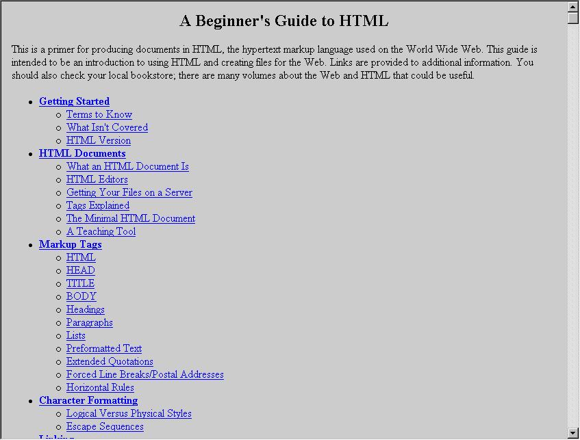 The University of Illinois Beginners Guide to HTML